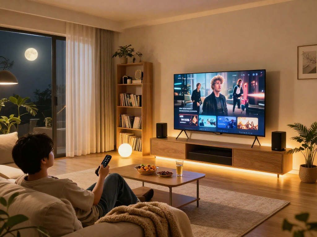 Relaxation with Iron tv pro streaming in stylish living room